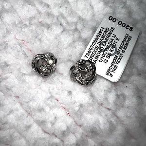 Infinite love triangle sterling silver diamond earrings